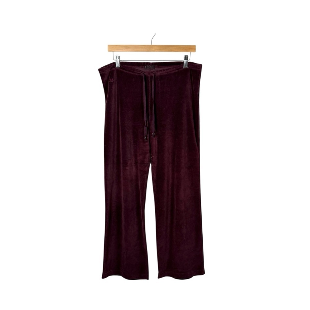 VINTAGE Y2K OmGirl Women’s Wide Leg Velour Pants in Burgundy Size S